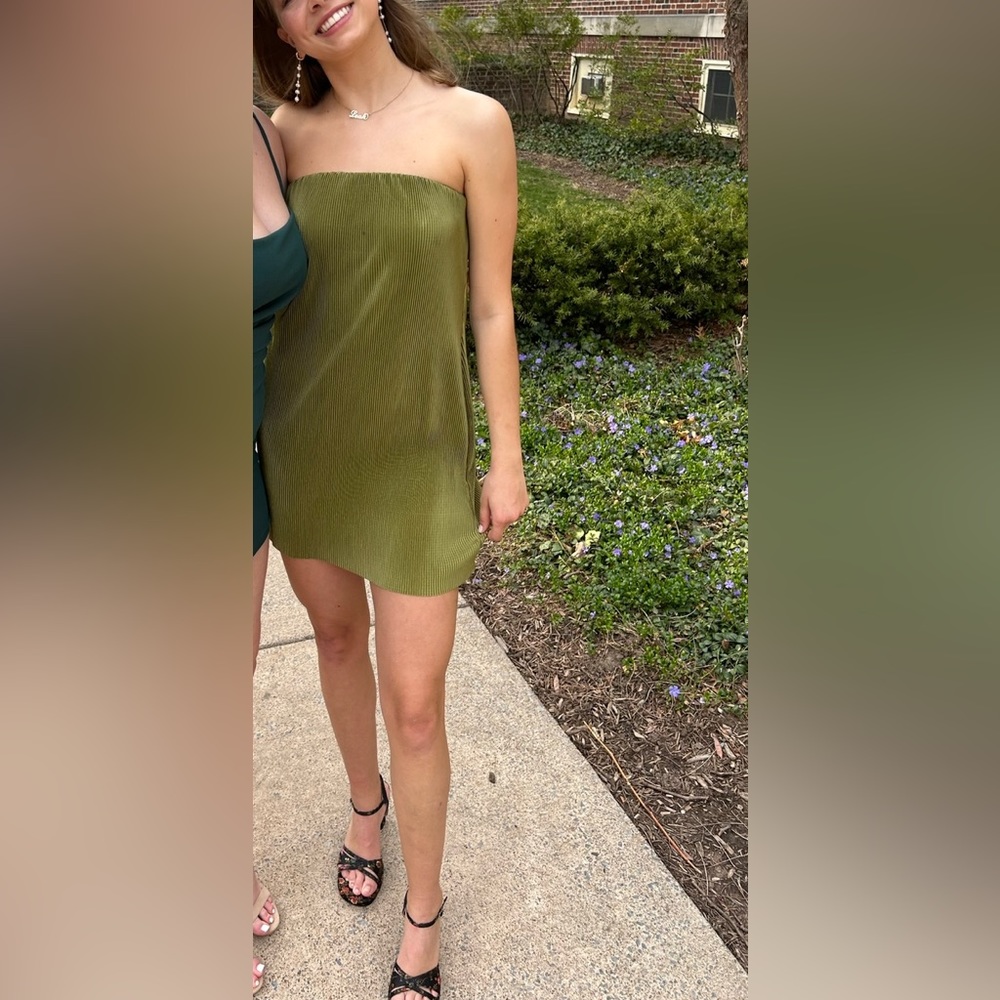 Princess Polly Christian Strapless Mini Dress in Green